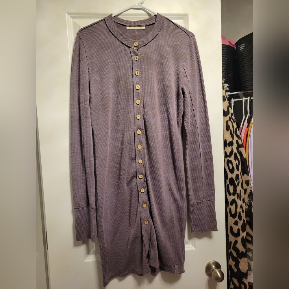 Free People Purple Button-Up Sweater